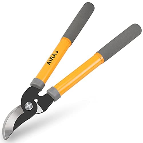 Image of AIRAJ Bypass Loppers, More Power Less Effort Branch Lopper, Hardened Steel Blades with Non-Stick Coating,Bypass Loppers and Tree Trimmer Length: 38.5 cm, Quality Gardening Tree Lopper -Gray/Orange