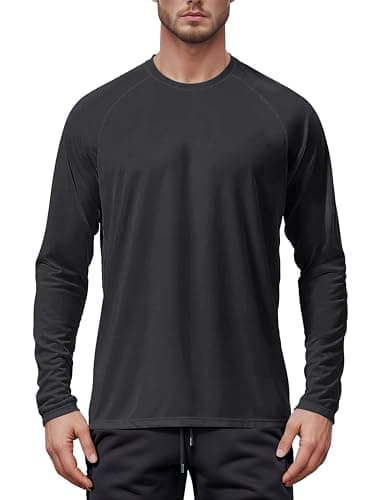 Image of Tansozer Rash Vest Mens Long Sleeve UV Sun Protection Shirt UPF 50 Swimming Swim Top Quick Dry Running T-Shirts Breathable, Black, M