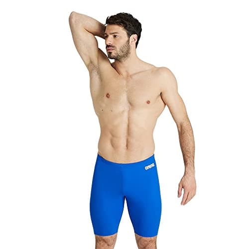 Image of ARENA Solid Team Swimwear for Men, Quick Dry Swimsuit, Men's Jammer, MaxLife Eco Fabric with Maximum Chlorine Resistance and UPF 50+ UV Protection and Front Lining Royal-White
