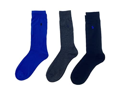 Image of POLO RALPH LAUREN Men`s Supersoft Dress Socks 3 Pack (B(8129PKN-410)/G11, 10-13), Royal Blue, Navy Blue, Dark Grey