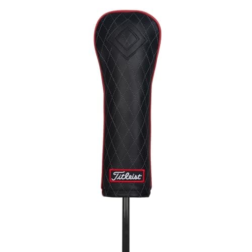 Image of Titleist Jet Black Leather Golf Headcover, Fairway, Black/Red
