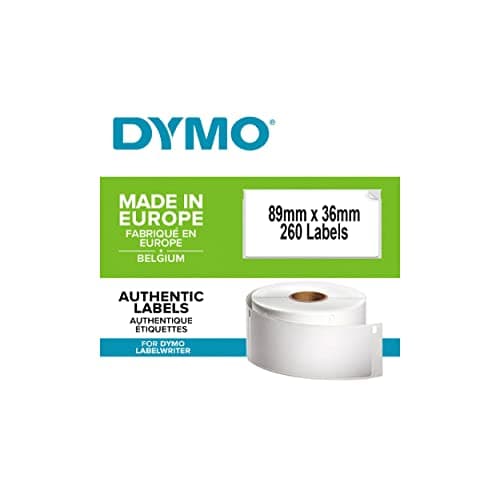 Image of DYMO Authentic LabelWriter Large Address Labels | 36 mm x 89 mm | Roll of 260 | Black Print on White | for LabelWriter Label Makers