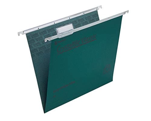 Image of Rexel A4 Suspension Files with Tabs and Inserts for Filing Cabinets, 15 mm V base, 100 Percent Recycled Manilla, Green, Crystalfile Classic, Pack of 50, 78045