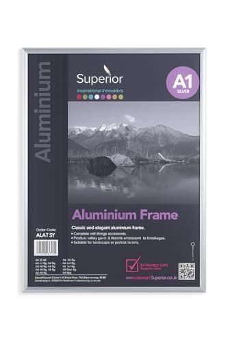 Image of SECO A1 Brushed Aluminium Picture Frame | Silver | Perspex Safety Glass | Photo, Certificate & Artwork Display | Home & Office Decor