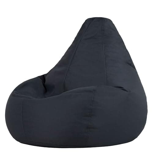 Image of Bean Bag Bazaar Dalton Gaming Bean Bag Chair, Charcoal Grey, Garden Chair, Water Resistant Fabric, Beanbag for Indoor and Outdoor Use with Filling Included, Garden Furniture, Outdoor Seating