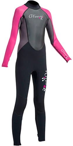 Image of Gul G-Force Junior 3mm Flatlock Wetsuit in Black and Pink - Girls - Flexible Full Suit For All Watersports - Easy Stretch