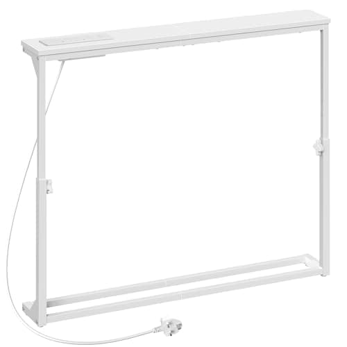 Image of HOOBRO Slim Console Table with Adjustable Height (63.5-83.5 cm), Behind Sofe Table with Charging Station, 100 cm Narrow Console Table for Hallway, Living Room, Bedroom, White EWW95KXG01