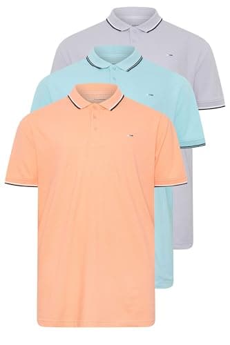 Image of BadRhino Big & Tall 3 Pack & Orange Tipped Polo Shirts - Men's - Plus Size Curve