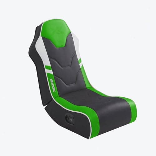 Image of X-Rocker Shadow 2.0 Floor Rocker, Audio Console Gaming Chair - Headrest Speakers, Ergonomic Support, Folding Rocking Base, Wipe-Clean Faux Leather for Kids & Teens - Green