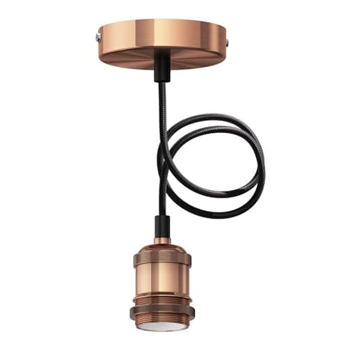 Image of ledscom.de Pendant Light/Hanging lamp RETRA, Textile Cable, Bronze matt, 1x E27 max. 60W
