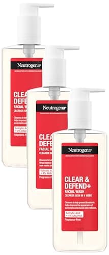 Image of Neutrogena Face Wash, Clear and Defend plus Wash, 200 ml (Pack of 3)