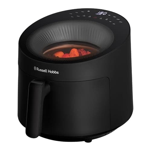 Image of Russell Hobbs Air Fryer 5L [10 Preset Programs | with View Window] No Oil Needed (80-220°C, Dishwasher Safe Parts, Black) SatisFry Panoramic 27420-56