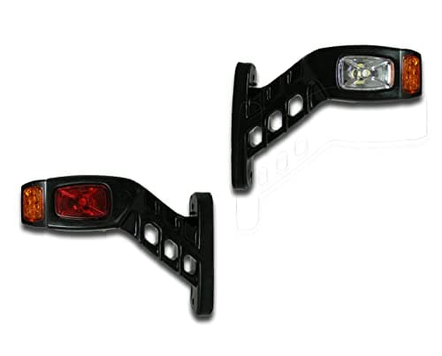 Image of 2 x LED SMD RED WHITE AMBER SIDE RUBBER INDICATOR MARKER LIGHTS STALK OUTLINE LAMPS FOR TRUCK LORRY TRAILER
