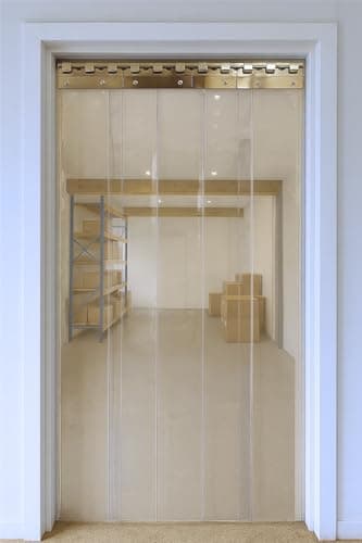 Image of AirTech-UK PVC Strip Curtain Door Kit 1 x 2 meters Coldroom Warehouse Catering Vinyl Clear Plastic with 5 Strips (2mm Thick and 200mm Wide), Stainless Steel Rail and Clamps