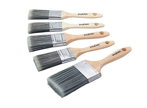 Image of ProDec 5 piece Decorator Synthetic Paint Brush Set for Painting with Emulsion, Gloss and Satin Paints on Walls, Ceilings, Wood and Metal, Contains 2x 1.5", 2x 2" and 1x 3 inch Brushes
