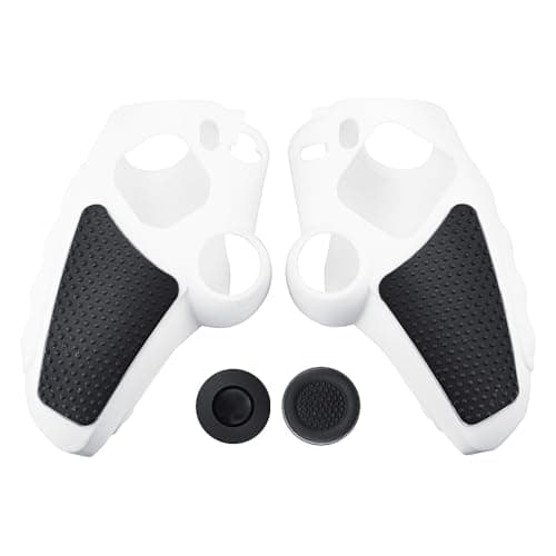 Image of JZ Anti-Slip PS5 Controller Case, Soft Rubber Case Protector for ps5 ,Silicone PS5 Controller Cover with Thumb Grip Gaps Washable -White