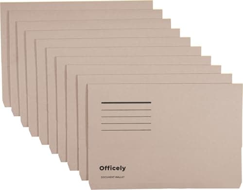 Image of Officely Foolscap Document Wallets 285gsm - Buff (Pack of 10)