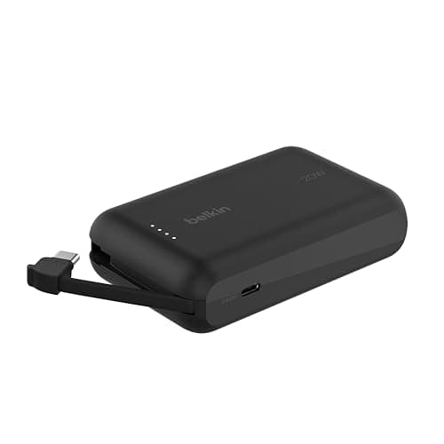Image of Belkin BoostCharge power bank 10000mAh, portable power bank with integrated cable PD 20W, fast charge USB-C power delivery, power bank fast charging for iPhone 16 series, iPad Pro, Galaxy S24 and more