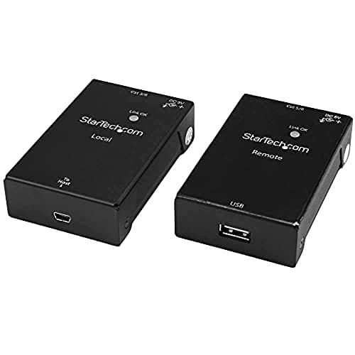 Image of StarTech.com USB 2.0 Extender over Cat5e/Cat6 Cable (RJ45) - Up to 165ft (50m) - High Speed USB Port Extender Adapter Kit - Powered - USB over Ethernet Cable Extender - 480Mbps - Metal (USB2001EXTV)