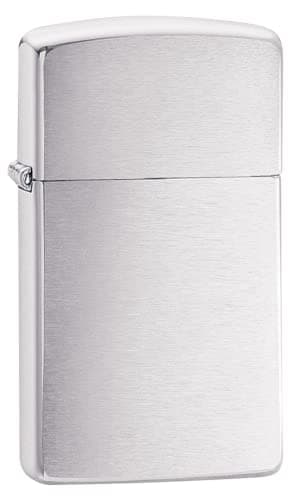 Image of Zippo Windproof Lighter - Silver Slim - Brushed Chrome Finish - Refillable - Reusable - Gift Box - Metal - Made in USA