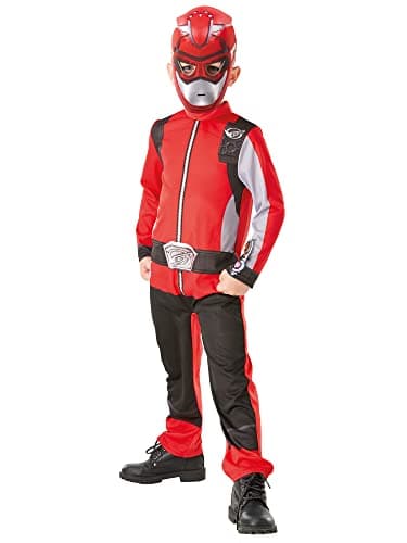 Image of Rubies Official Power Rangers, Beast Morphers Costume - Red Ranger Childs Classic Costume Medium, 5-6 years,Multicolour