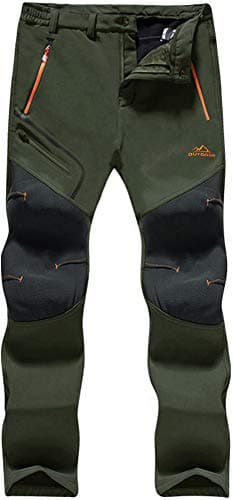 Image of TACVASEN Trousers for Men Waterproof Hiking Trouser Mountain Camping Pants Winter Thick Soft Fishing Pant Pockets Army Green