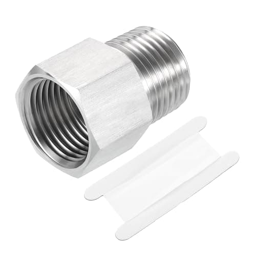 Image of sourcing map Pipe Fitting Reducing Adapter, 1/2" NPT Male x G1/2" Female 304 Stainless Steel Reducer Connectors for Water Oil Air Pressure Gauge, Silver