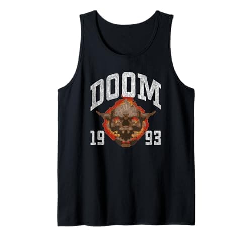 Image of DOOM 1993 Lost Soul Pixelated Skull Retro Video Game Tank Top