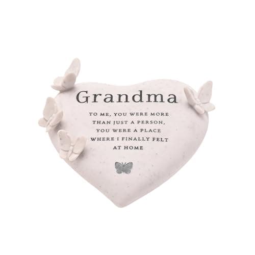 Image of Thoughts of You - Graveside Butterfly Heart – Grandma | Memorial Plaque with Sentimental Verse & Butterfly Details | Weather-Resistant Resin Grave Decoration for Grandmother Tribute