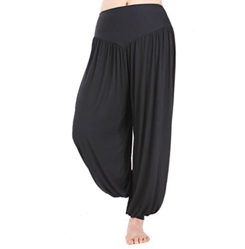 Image of HOEREV Super Soft Modal Spandex Harem Yoga/ Pilates Pants (Black) (Large)