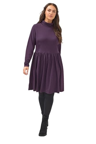 Image of Yours Curve Turtle Neck Peplum Mini Dress - Women's - Plus Size Curve Purple