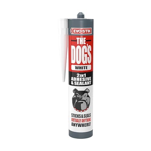 Image of EVO-STIK THE DOG'S Hybrid Adhesive & Sealant – 2-in-1, Paintable, Waterproof, UV Resistant – For Interior & Exterior Use – White – 290ml
