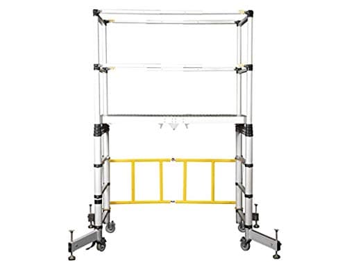Image of Henry's Lyte Mobile Telescopic Scaffold Tower - 5 Heights 1m. to 2m. BS EN1004 Standard. Up to 4.0m Working Height. Integral Telescopic Hand & Knee Rails, and Platform stablisers.
