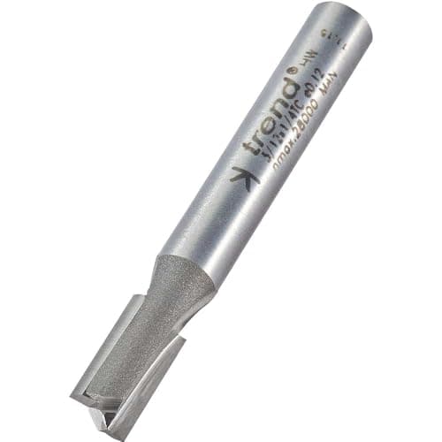 Image of Trend Professional Straight Two Flute Router Cutter, 1/4 Inch Shank, 6.3mm Cut Diameter, 11mm Cut Length, Tungsten Carbide Tipped, 3/12X1/4TC