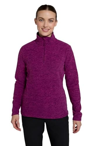 Image of Mountain Warehouse Snowdon Womens Fleece Top - Warm Ladies Pullover, Lightweight Sweater, Half Zip, Breathable & Quick Drying - Spring Summer, Walking, Travel Grape Women's Size 16