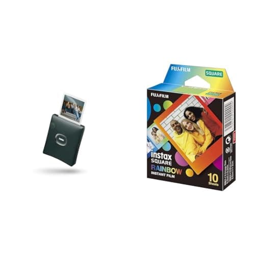 Image of instax SQUARE Link smartphone printers & SQUARE instant film Rainbow border, 10 shot pack, suitable for all SQUARE cameras and printers