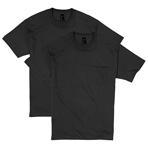 Image of Hanes Men's Heavyweight Pocket T-Shirt, Beefy-T Full-Cut Cotton Pocket Tee for Men, Crewneck T-Shirt for Men, 1 or 2 Pack, Black - 2 Pack, Medium
