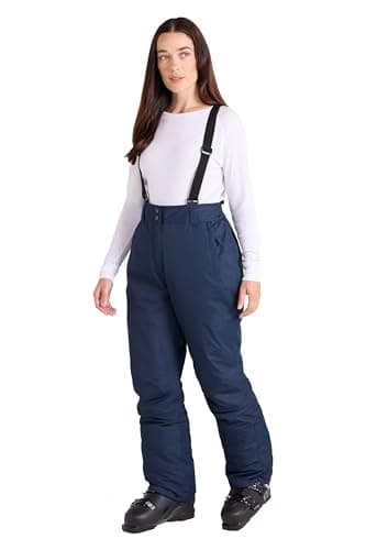 Image of Mountain Warehouse Moon Womens Ski Pants - Isotherm, Microfibre Insulated & Snowproof Trousers, Adjustable Waist & Detachable Braces - for Skiing, Snowboarding Navy Women's Size 12