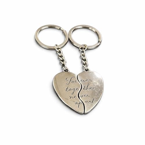 Image of Twin Heart Key Ring Couples Keyring Together Forever Never Apart Heart Keychain Romantic Gift for Him and Her Heart Love Symbol Keyring Anniversary Valentine Day Boyfriend Girlfriend Love Pendant(1pc)