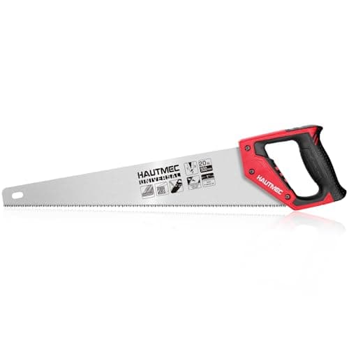 Image of HAUTMEC 500MM Universal Hand Saw, 8 TPI Triple-Ground Teeth, Low-Friction Blade, Ergonomic Handle with 45° & 90° Markers, Pro Handsaw for Wood, Plywood, Plastic, Tree Branch Cutting – HT0025
