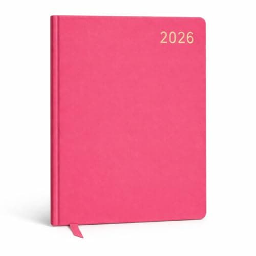Image of Top Sale 2026 A5 Week to View Diary Deep Pink Weekly Planner Hard Cover Diary with Ribbon Marker 3 Year Calendar Notes Pages and Important Dates Week to View Planner 2026