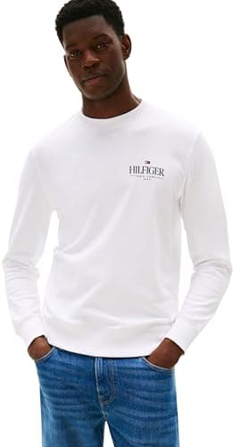 Image of Tommy Hilfiger Men’s Regular Fit Stacked Sweatshirt, White (White), XL