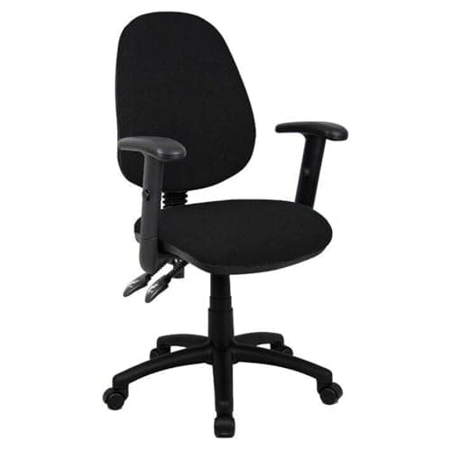 Image of IDEAL 365 Office Fabric Operator Chairs 2 lever PCB (Black, Adjustable Arms)