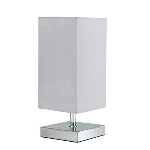 Image of MiniSun | Modern Square Polished Chrome Touch Table Lamp with a Grey Shade | Table Lamps, Home Décor & Improvement Essential | Includes 5W LED Bulb [3000K Warm White]