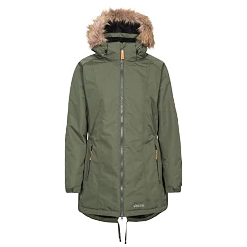 Image of Trespass Womens Parka Jacket Celebrity - Waterproof, Longer Length, Fleece Lined, Lightly Padded, 2 Zip Pockets, Stud-Off Hood Fur Trim, Elasticated Sides, 2 Way Zip