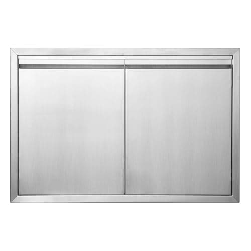 Image of JIE JIN BBQ Access Door 35" W X 24" H Outdoor Kitchen Doors Double Doors Thickened 304 Stainless Steel Outdoor Kitchen Accessories Door for Indoor/Outdoor Kitchen Outdoor Cabinet BBQ Island