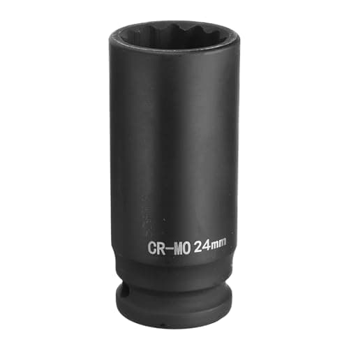 Image of sourcing map 12-Point Deep Impact Socket 1/2 Inch Drive 24mm Metric Chrome Molybdenum Alloy Steel Spindle Axle Nut Impact Socket