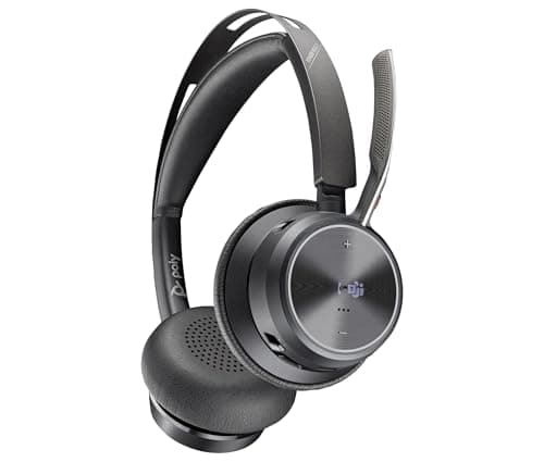 Image of POLY Voyager Focus 2-M USB-C-C Headset USB-C/A Adapter Customer Special 1- Connection via Bluetooth - Noise cancellation; Smart sensor technology; Dynamic mute alert - Black