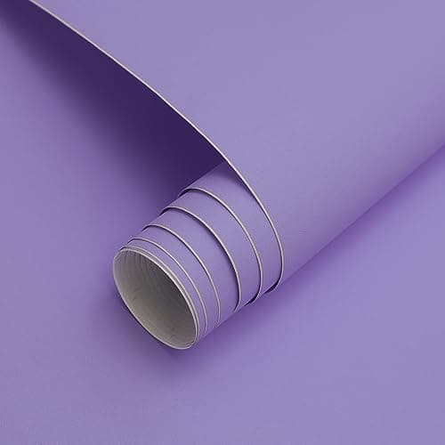 Image of Timeet Peel and Stick Wallpaper Purple Matt Surface Sticky Back Plastic Roll 40x300cm Self Adhesive Wallpaper Wrap Covering Furniture Stickers Waterproof Vinyl Film for Cabinet Wall