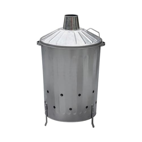 Image of Small / Medium / Large Garden Fire Bin Incinerator Galvanised Ideal for burning Wood / Leaves / Paper (90 Litre)